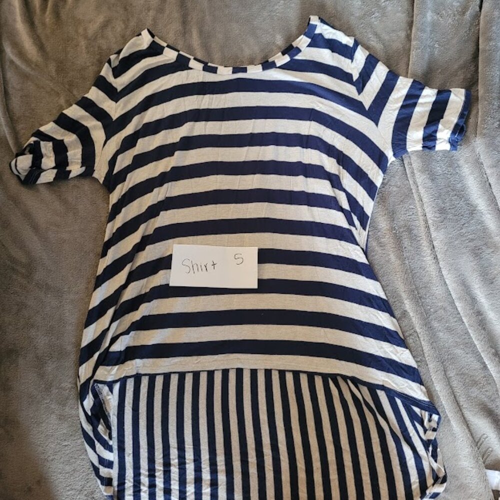 (SHIRT 5) - Women's Plus Size Striped Shirt with long Train